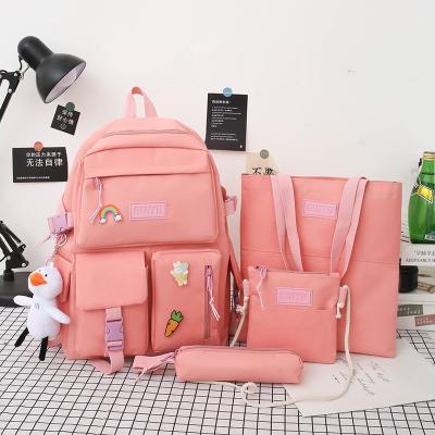 China Hot Selling Custom 4 PCS School Life Set Leisure Girls Kids Shoulders Bag School Backpack Set For Teenager for sale