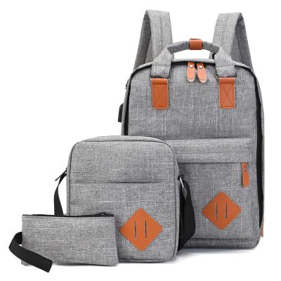 China With USB Cheap Price Laptop Backpack Set Unisex Travel 3 IN 1 School Bag Set With USB Charging Port for sale