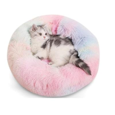 China 2021 New Ultra Soft Washable Waterproof Faux Fur Dog Cushion Pet Beds Around Warm Dog Cat Bed Plush Nest for sale