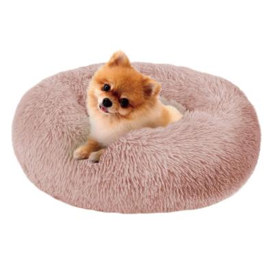 China Luxury Designer Soft And Comfortable Winter Plush Pet Bed Waterproof Round Kennel Warm Dog Bed for sale