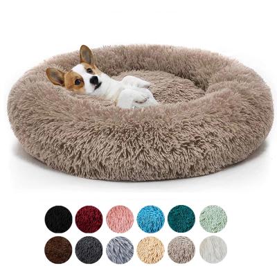 China Wholesale Waterproof Faux Cat Fur Ultra Soft Washable Cushion Pet Beds Plush Fluffy Around Eco Friendly Dog Bed for sale