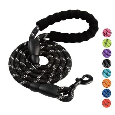 China Durable Braided Nylon Pet Leash Round Rope Handle Pet Outdoor Sports Soft Pet Leash for sale