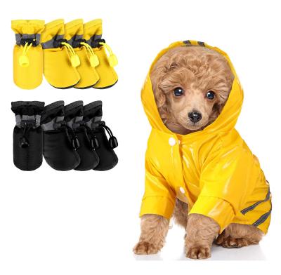 China Yellow Reflective PU Fashion Pet Rain Coat Hoody Viable Waterproof Raincoat Jackets Cute Raincoat For Dog for sale