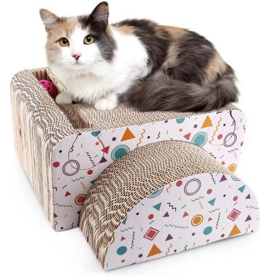 China New Designed Viable Luxury Interactive Pet Cat Toy 2 in 1 Multifunctional Cat Scratching Corrugated Board for sale