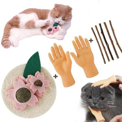 China Viable Interactive Loofah Cherry Blossom Catnip Cat Chew Toy Silvervine Sticks Mini Hand Cat Toys of 8 PCS Cat Toy Set A for sale