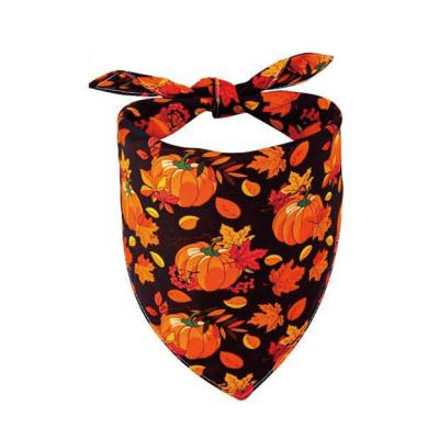 China Good Quality Cotton Halloween Triangle Bibs Pumpkin Viable Reversible Pet Scarf Washable Dog Bandanas for sale