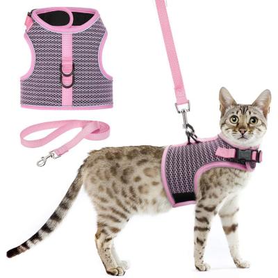 China Wholesale DETACHED Color Adjustable Harness Vest Factory Price Luxury Cat Harness Reflective Leash Pink for sale