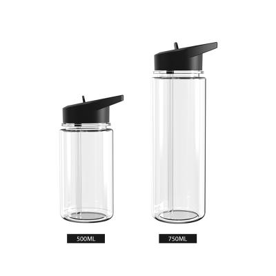 China Kitchenheart Sustainable 700ml Portable Clear Suction Spout Straw Sports Plastic Water Bottle for sale