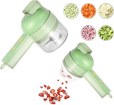 China Viable Third Generation Portable Electric Mini Garlic Mesher Crusher Food Chopper Slicer USB Rechargeable Handheld Vegetable Cutter Set for sale