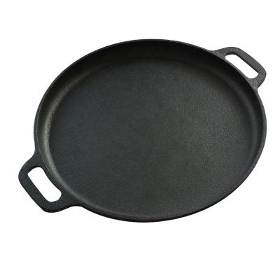 China Diameter 35 Cm Sustainable Cast Iron Round Pizza Pan Flat Baking Pan for sale