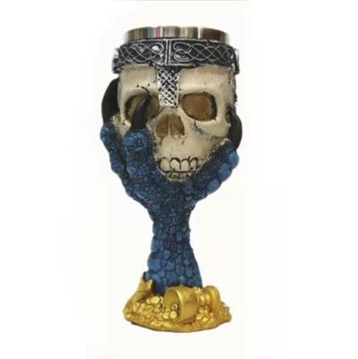 China Custom Folk Art Sports Customized Resin Figurine Wine Cocktail Mug Skull Cow Head Bull Bull Modern Goblet Factory 7-10 Days Africa for sale