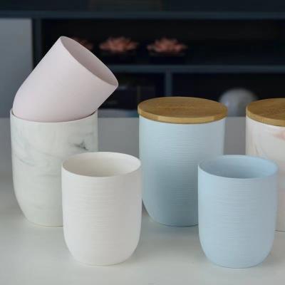 China Home Decoration Amazon Hot Sale Custom Luxury Round Cup Marble Scented Porcelain Aromatherapy Color Tea Candle Candle Ceramic Cup for sale