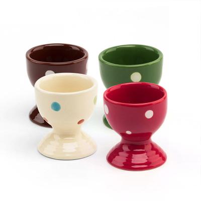 China Viable Japanese-style Ceramic Cute Stand Wave Point Version Soft-Boiled Egg Breakfast Cup Egg Cup for sale