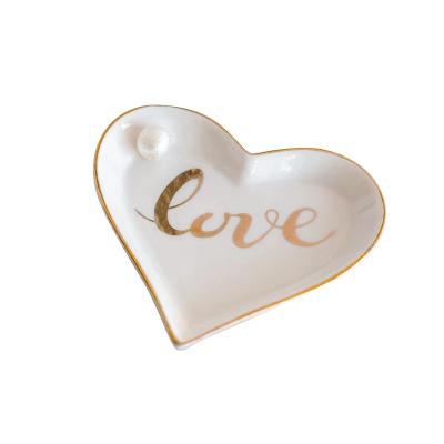 China Ceramic Heart Shaped Dish Ring Jewelry Trinket Holder Kitchen Jewelry For Daily Birthday Friends Family for sale