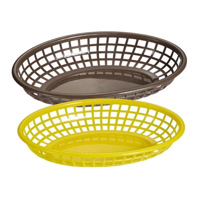 China Sustainable Hot Selling Custom Cheap Plastic Grocery Serving Basket Oval Dinner Baskets Fast Food Baskets for sale