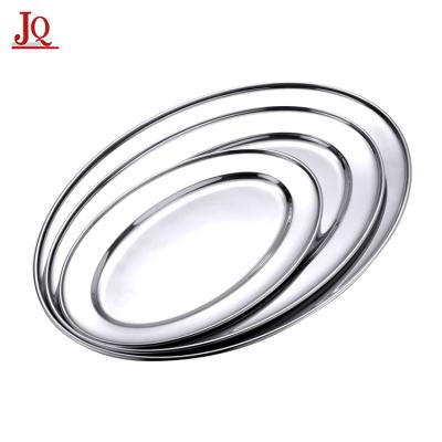 China Home Stainless Steel Silver Plate Dish Oval Serving Tray for sale