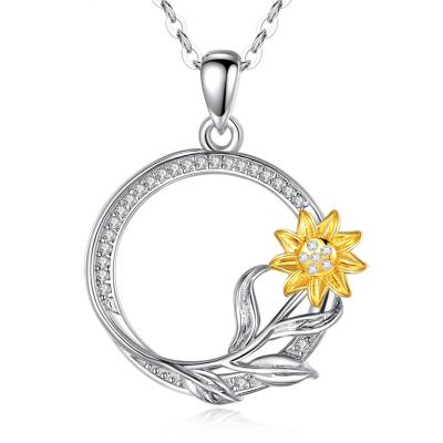 China Merryshine Nickel Free You Are My Sunflower Necklace 925 Sterling Silver Jewelry For Women for sale