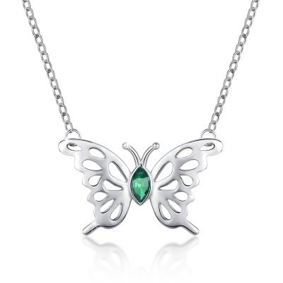 China TRENDY 925 sterling silver colorful butterflyzircon birthstone butterfly necklace pendant for women for sale