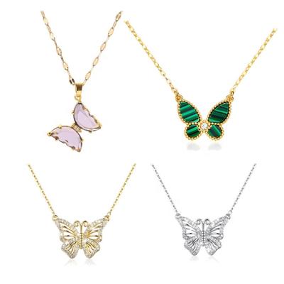 China FASHIONABLE Sterling Silver White CZ Silver Butterfly Pendant 925 Butterfly Pendant Jewelry 925 Necklace for sale