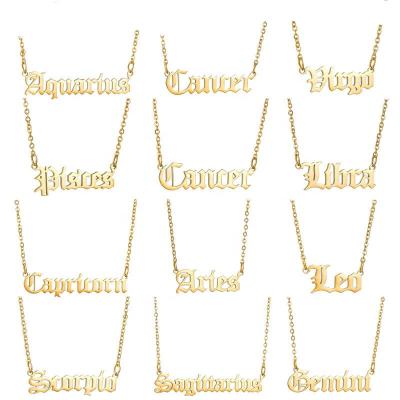 China Environmental Friendly Customized Name Alphabet Letter Women Horoscope Zodiac Sign Necklace Pendant for sale