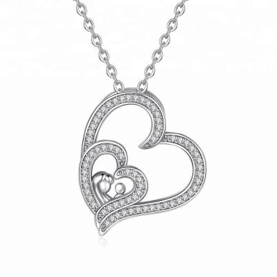 China FASHIONABLE Jwelleries Silver Chain 925 Silver Heart Women Charm CZ Ladies Jewelry Pendant Necklace for sale