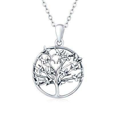 China FASHIONABLE Wholesale Custom Merryshine 925 Sterling Silver Butterfly Tree For Life Necklace for sale