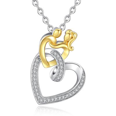 China FASHIONABLE Merryshine S925 Gold Women Zircon Mother's Day Heart Sterling Silver Necklace for sale