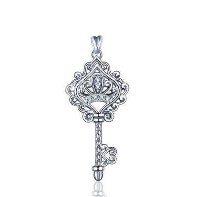 China Fashion 925 Sterling Sliver Handcrafted Jewelry Diamond Meaning Key Chain Necklace Pendant for sale