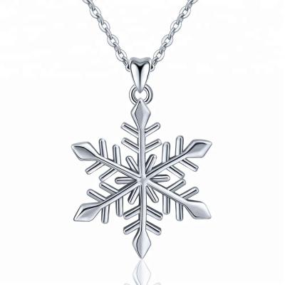 China TRENDY 925 Sterling Silver Snow Winter Snowflake Pendant Necklace for valentines gift for sale