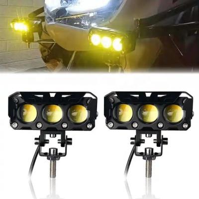 China Trucks Dual Color Motorcycle LED Fog Lights Driving Fog light Auxiliary Spotlight Projector Lens Super Bright Electric Motor Fog Lamp for sale