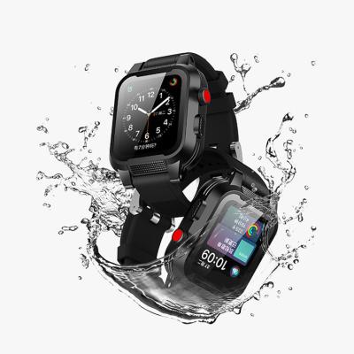 China Waterproof Shellbox Silicone Strap IP68 Waterproof Cover For Apple Watch iWatch Series Se 6 5 4 3 38/42/44 mm Swimming Watch Protective Case for sale