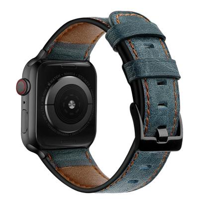 China Low MOQ Strap For Apple Watch Bands Leather 38mm 44mm 40mm 42mm Replacement Genuine Leather Bands For Iwatch Bands 83011 for sale