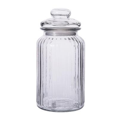 China Household Products Sealed transparent glass storage jar pickle jar 500ml vertical strip household cereals for sale