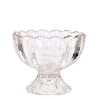 China Household Products Lace bowl-shaped tall transparent glass candle holder for sale