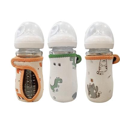 China Waterproof Custom Adjustable Sleeves Milk Glass Bottles Neoprene Baby Bottle Warmer For Baby Kid for sale