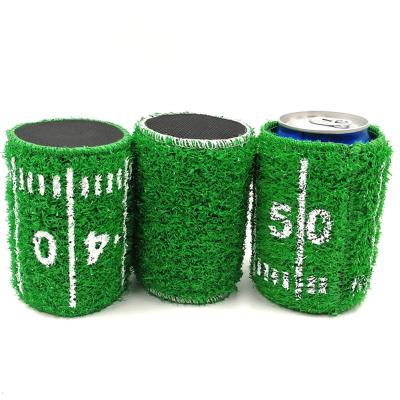 China Promotion Waterproof Personalized Artificial Grass Stubby Holders Beer Can Cooler With Logo for sale