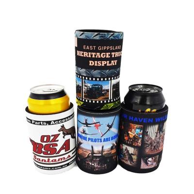 China Custom Sublimation Printed Waterproof Neoprene Drinks Beer Can Cooler Sleeve Stubby Coolers Holders With Logo for sale