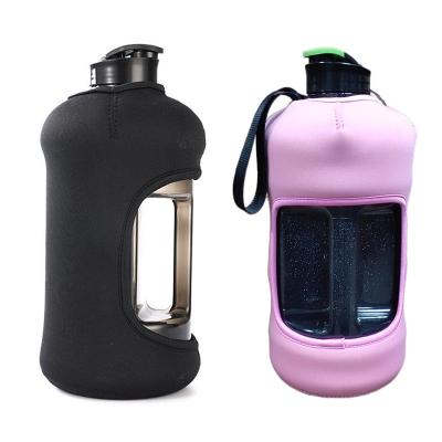 China Custom Insulated Half 2.2L Gallon Insulated Neoprene Water Bottle Sleeves Covers Gallon Jug Carry Handler for sale