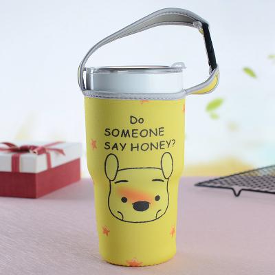 China Custom Fashion Water Bottle Tumbler Cup Sleeve Neoprene 30oz Tumbler Carrier Bag Holder With Handle for sale