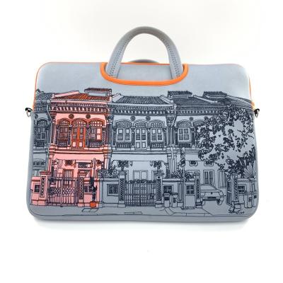 China Custom Wholesale Neoprene Laptop Case Sleeve Sublimation Laptop Messenger Bag with 2 Pockets for sale