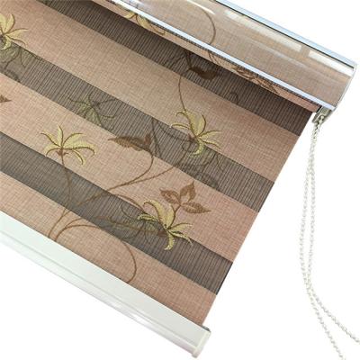 China ROMAN Home Decor Zebra Roller Shades 100% Polyester Embroidery Sunscreen Window Manual Roller Shades Double Double for sale