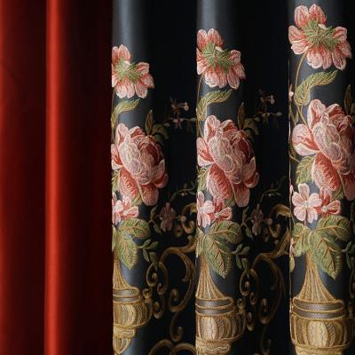 China Silk Fabric Blackout Waistline Quality Embroidery Curtain Drapes Shed Modern Living Room Curtains For Living Room for sale