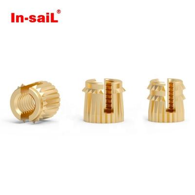 China Heavy Industry M2 M3 M6 M8 Straight Knurling Brass Inserts Drive In Self Locking Threaded Nuts Inserts For Plastic for sale