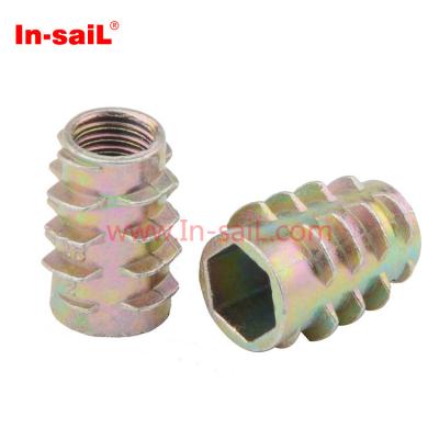 China Contemporary zinc threaded insert slloy nut for wood furniture for sale