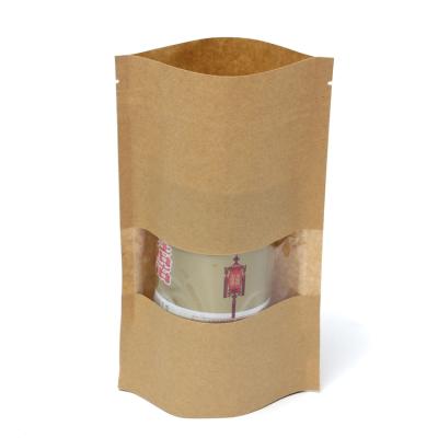 China Biodegradable Sealable Brown Kraft Paper Food Packaging Pouches Bags With Zipper for sale