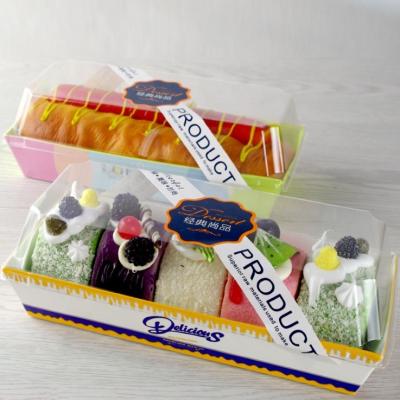 China Hot Sale Disposable Cake Pastry Paper Box Sushi Paper Box Macarons Box With Clear PET Cover for sale