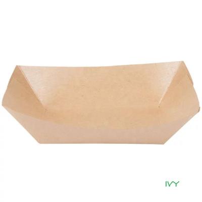 China Disposable Kraft Paper Boat Oil-Resistant Disposable Tray With PLA Coating Fast Food Store for sale