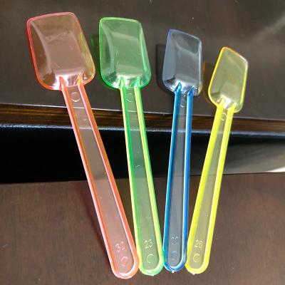 China Disposable Clear Neon Multi Colors Disposable Ice Cream Plastic Spoons for sale