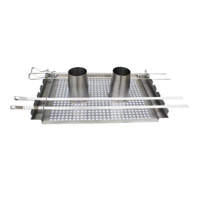 China Kitchen Cooking Good Quality Stainless Steel Barbecue BBQ Grill Beer Can Chicken Rotisserie Rack With Drip Pan for sale