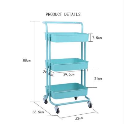 China Good Sale Contemporary 3-Tier Mesh Kitchen Storage Trolley Organizer Craft Cart Kichen Accessories for sale